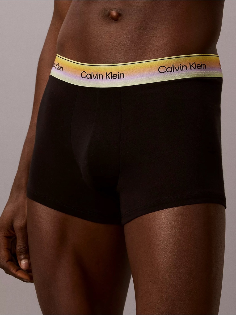 Calvin Klein Black Boxer Briefs with Yellow and Pink Gradient Waistband